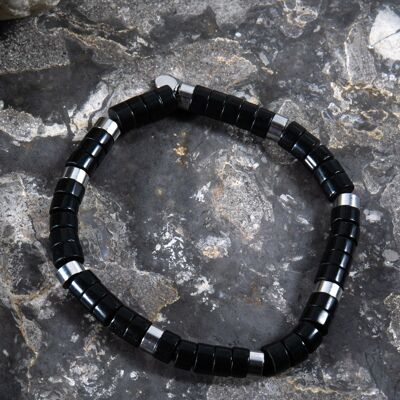 Schwarzes Achat-Heishi-Perlen-Armband
