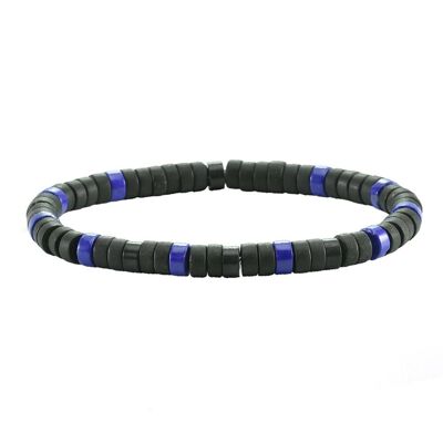 Bracelet perles heishi agate noire mate turquoise