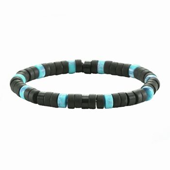 Bracelet perles heishi agate noire mate turquoise 3