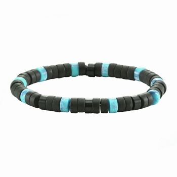 Bracelet perles heishi agate noire mate turquoise 4