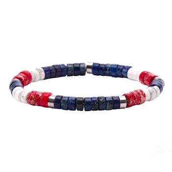 Bracelet perles heishi jaspe bleu et rouge 2