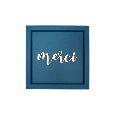MERCI - Cartolina magnetica con scritta in legno con cornice