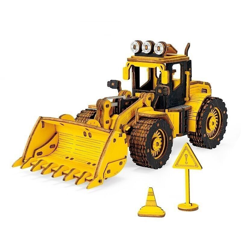 Bulldozer 3D puzzle in legno fai-da-te, Robotime, TG509K, 18×6.5x9 cm