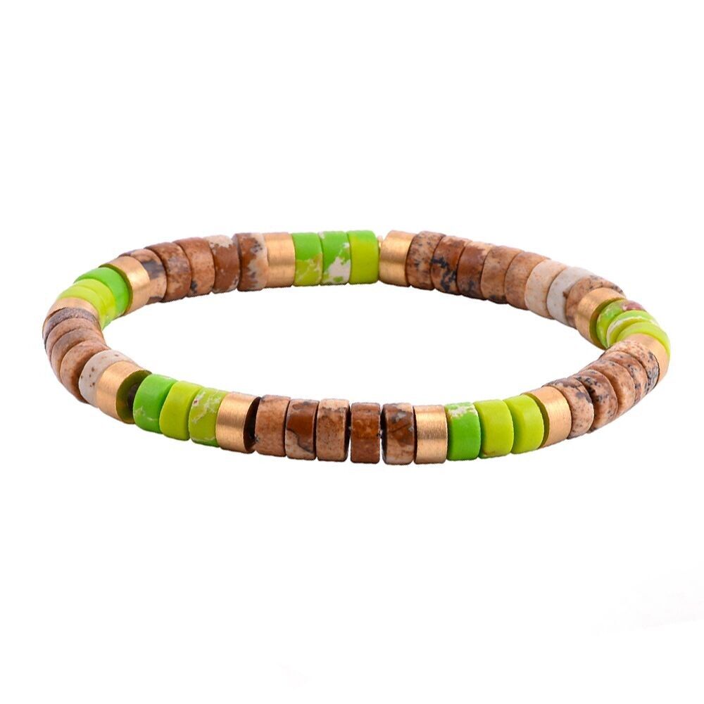 Bracciale di perline di diaspro giallo verde paesaggio diaspro heishi
