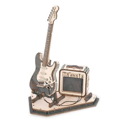 Puzzle de Madera DIY Guitarra Eléctrica 3D, Robotime, TG605K, 17×10.5x22cm