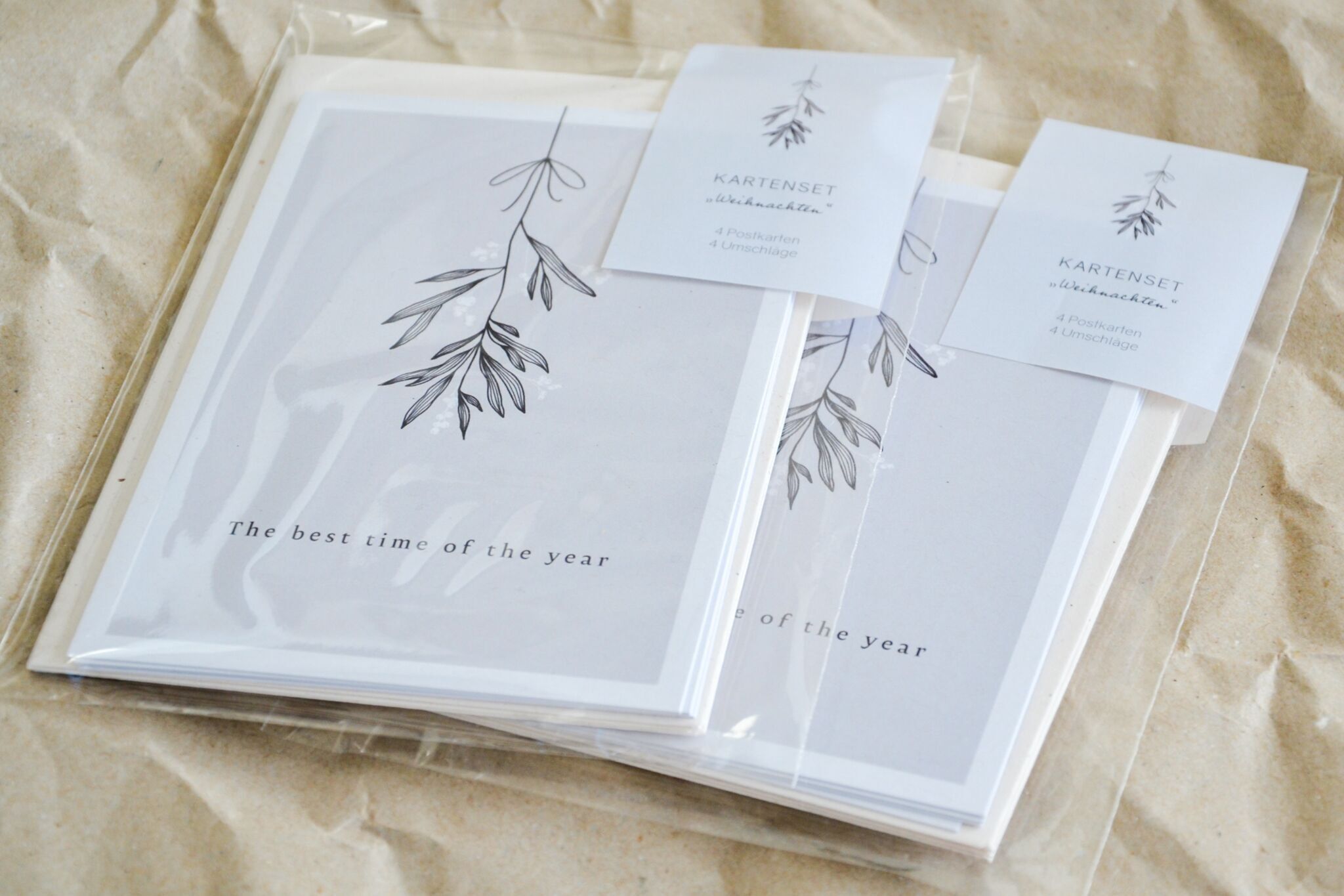 Set di cartoline di Natale composto da 4 cartoline e 4 buste