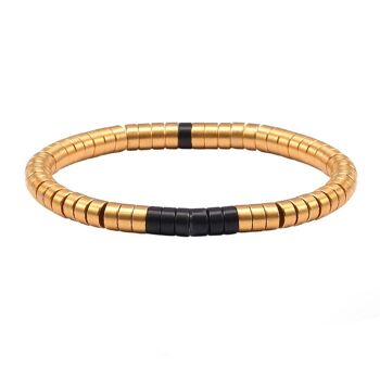 Bracelet heishi métal série acier doré et noir mat 1
