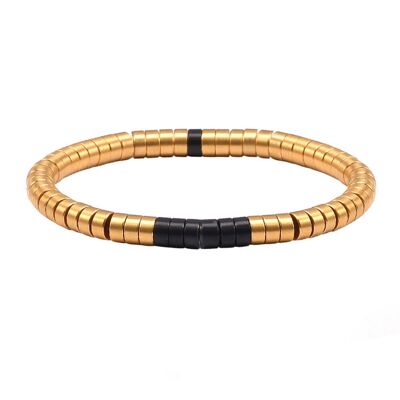 Metal heishi bracelet in gold and matte black steel series