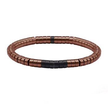 Bracelet heishi métal série acier chocolat et noir mat 1