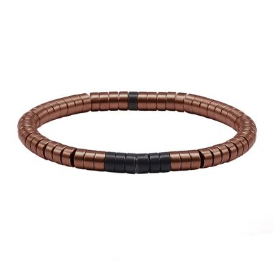 Heishi-Armband aus schokoladenbraunem und mattschwarzem Stahl