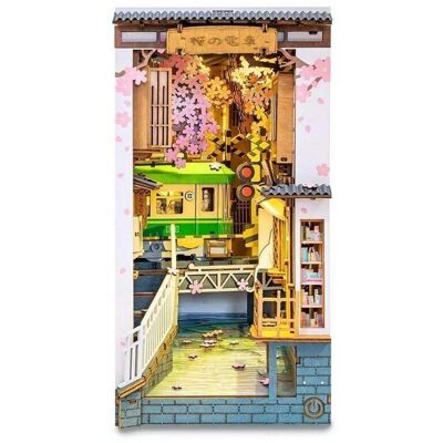 Sujetalibros DIY Book Nook Sakura Densya, Robotime, TGB01, 18,5x10x24,2cm