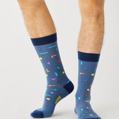 BeTetris GameOn Blue – Socken aus 100 % Bio-Baumwolle