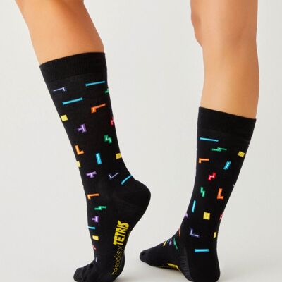 BeTetris GameOn Schwarz – Socken aus 100 % Bio-Baumwolle