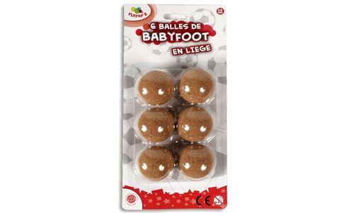 FLYPOP'S - 6 Balles de Babyfoot - Accessoire De Jeu - 040084 - Marron - Liège - Babyfoot - Jeu d'Adresse - Silencieuse - Durable - 4 cm x 4 cm - À Partir de 5 ans