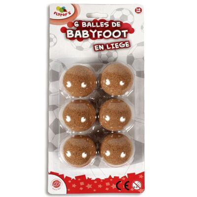 FLYPOP'S - 6 Balles de Babyfoot - Accessoire De Jeu - 040084 - Marron - Liège - Babyfoot - Jeu d'Adresse - Silencieuse - Durable - 4 cm x 4 cm - À Partir de 5 ans