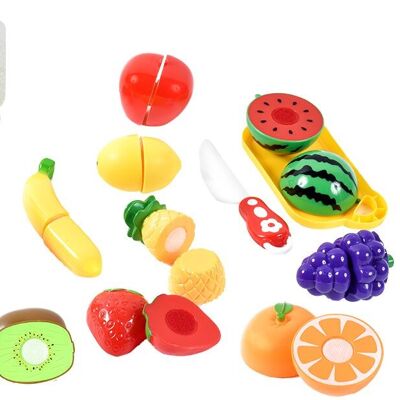 FLYPOP'S - Fruits Scratch À Découper - Jeu d'Imitation - 018949 - Multicolore - Plastique - Cuisine - Aliment - Jouet Enfant - Dinette - 26 cm x 19 cm - À Partir de 3 ans