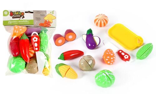 FLYPOP'S - Légumes Scratch À Découper - Jeu d'Imitation - 018948 - Multicolore - Plastique - Cuisine - Aliment - Jouet Enfant - Dinette - 26 cm x 19 cm - À Partir de 3 ans