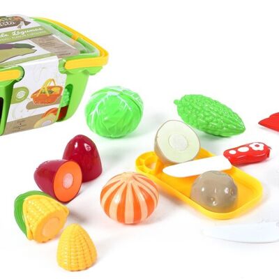 FLYPOP'S - Panier de Légumes Scratch À Découper - Jeu d'Imitation - 018945 - Multicolore - Plastique - Cuisine - Aliment - Jouet Enfant - Dinette - 26 cm x 19 cm - À Partir de 3 ans