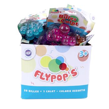 FLYPOP'S - Billes Transparentes - Jeu de Récréation - 033033 - Couleur Aléatoire - Verre - Jeu d'Adresse - Jouet Enfant - 1,6 cm x 1,6 cm - À Partir de 3 ans 3