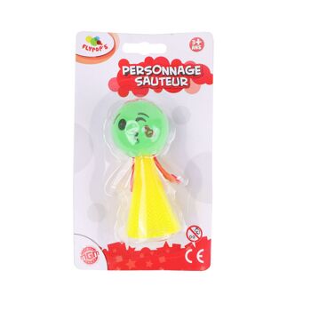 FLYPOP'S - Personnage Sauteur - Jeu de Récréation - 033160Y - Couleur Aléatoire - Plastique - Enfant - Adulte - Jeu d'Adresse - Jouet Enfant - 8,5 cm x 3,5 cm - À Partir de 3 ans 2