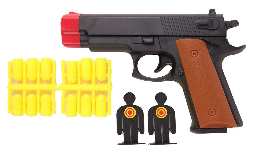 FLYPOP'S - Pistolet - Accessoires de Déguisement - 187508 - Noir - Plastique - Policier - Jouet Enfant - Carnaval - Costume - 23 cm x 12 cm - À Partir