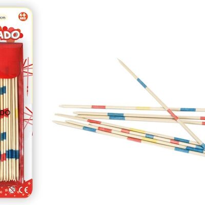 FLYPOP'S - Mikado - Jeu d'Adresse - 140793LIN - Multicolore - Bois - 2 à 6 Joueurs - Jouet Enfant - Jeux de Société - Jeux de Voyage - 18 cm x 1 cm - À Partir de 4 ans