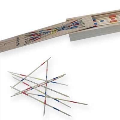 FLYPOP'S - Mikado - Jeu d'Adresse - 140746G - Multicolore - Bois - 2 à 6 Joueurs - Jouet Enfant - Jeux de Société - Jeux de Voyage - 18 cm x 1 cm - À Partir de 4 ans