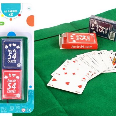 FLYPOP'S - Set de Jeux de Carte Et Tapis - Jeu De Cartes - 140357 - Multicolore - Carton - 2 à 6 Joueurs - Jeux de Société - Poker - Rami - 22 cm x 11 cm - À Partir de 5 ans