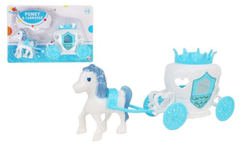 FLYPOP'S - Poney Et Carrosse - Jouet Pour Enfant - 010098 - Multicolore - Plastique - Cheval - Carosse de Princesse - 26 cm x 7 cm - À Partir de 3 ans