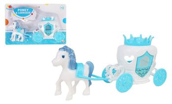 FLYPOP'S - Poney Et Carrosse - Jouet Pour Enfant - 010098 - Multicolore - Plastique - Cheval - Carosse de Princesse - 26 cm x 7 cm - À Partir de 3 ans 1