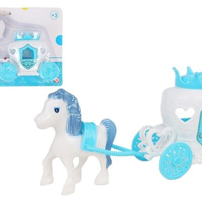 FLYPOP'S - Poney Et Carrosse - Jouet Pour Enfant - 010098 - Multicolore - Plastique - Cheval - Carosse de Princesse - 26 cm x 7 cm - À Partir de 3 ans