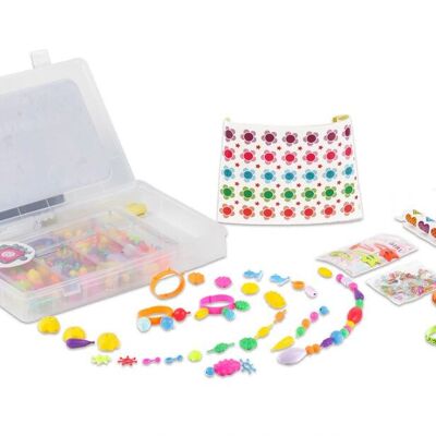 FLYPOP'S - Mallette de Perles À Clipser - Loisir Créatif - 105782 - Multicolore - Plastique - Bijoux - Jouet Enfant - 35 cm x 22 cm - À Partir de 4 ans