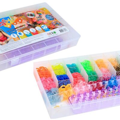 FLYPOP'S - Mallette de 2400 Élastiques Et Accessoires - Loisir Créatif - 038613 - Multicolore - Plastique - Bijoux - Jouet Enfant - Bracelet - 29 cm x 14 cm - À Partir de 6 ans