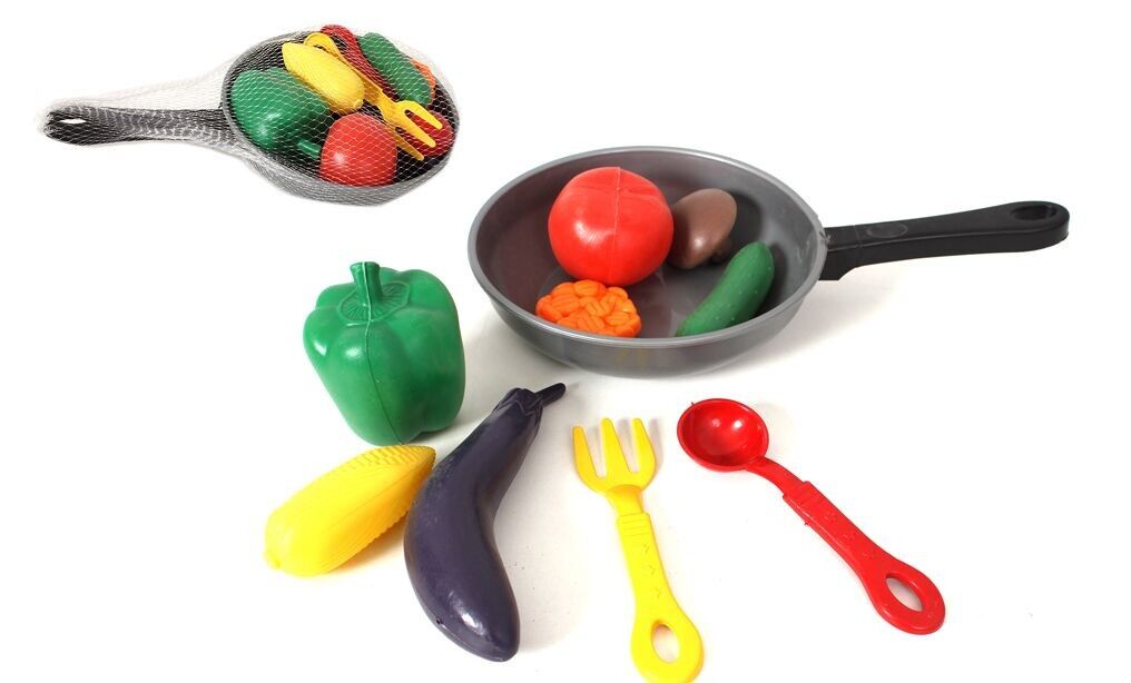 FLYPOP'S - Dinette With Frying Pan And Food - Imitation Game - 015082 - Multicolor - Plastic - Kitchen - Food - Children's Toy - Cooking - 30 cm x 18 cm - From 3 years
