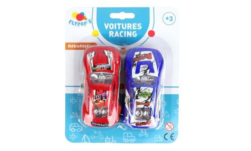 FLYPOP'S - Mini Voitures Racing - Mini Véhicule - 023354LIN - Multicolore - Plastique - Véhicule Rétro-Friction - Miniature - Automobile - Jouet Enfant - 9 cm x 3 cm - À Partir de 3 ans