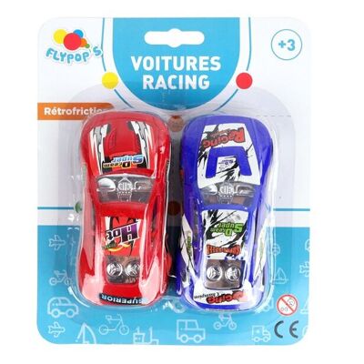 FLYPOP'S - Mini Voitures Racing - Mini Véhicule - 023354LIN - Multicolore - Plastique - Véhicule Rétro-Friction - Miniature - Automobile - Jouet Enfant - 9 cm x 3 cm - À Partir de 3 ans