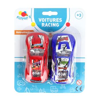 FLYPOP'S - Mini Voitures Racing - Mini Véhicule - 023354LIN - Multicolore - Plastique - Véhicule Rétro-Friction - Miniature - Automobile - Jouet Enfant - 9 cm x 3 cm - À Partir de 3 ans 2