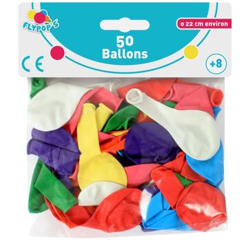 FLYPOP'S - 50 Ballons À Gonfler - Fête - 130023 - Multicolore - Latex Naturel - Enfant - Anniversaire - Bombe à Eau - 22 cm x 22 cm - À Partir de 3 ans 3