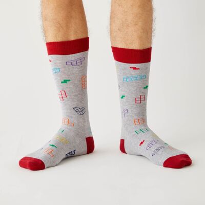 BeTetris 3D Grey - 100% Organic Cotton Socks