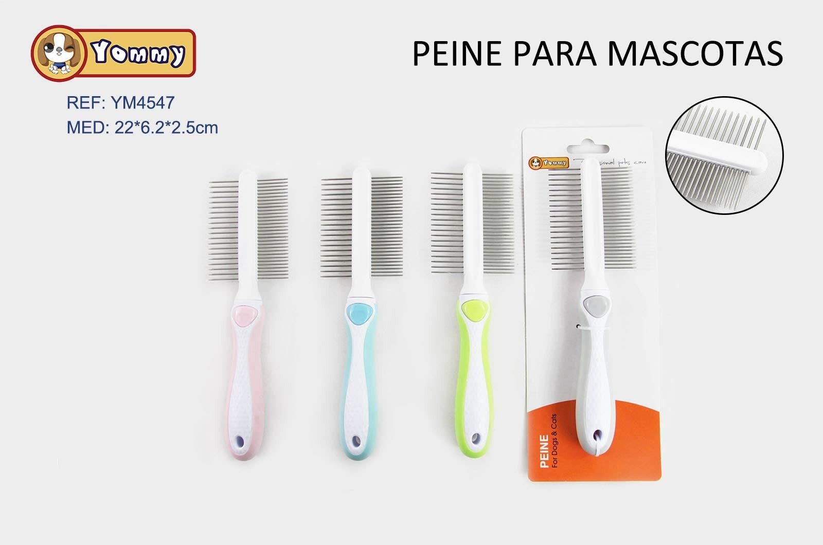 Peine De Doble Fila Para Mascotas Con Mango De Colores
