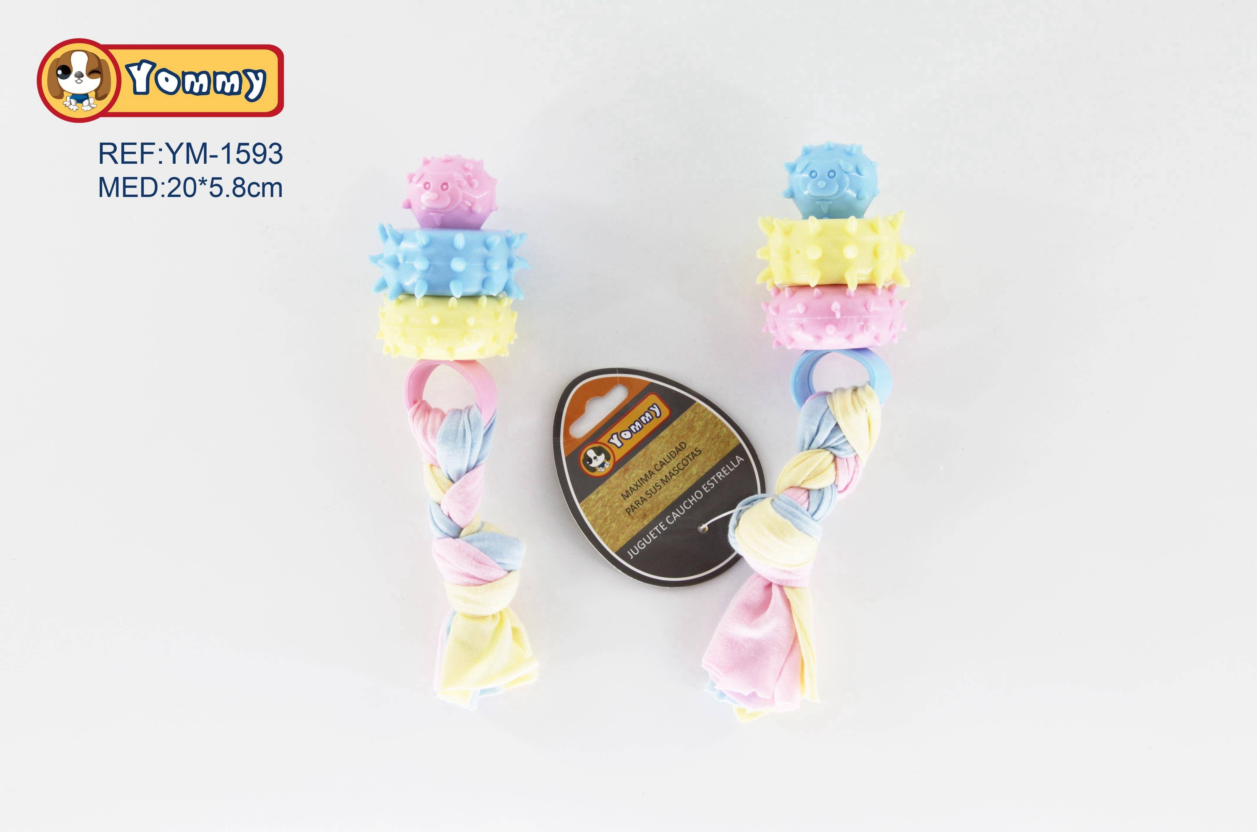 Juguete De Caucho Macizo Con Con Cuerda De Colorines