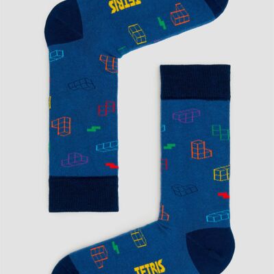BeTetris 3D Blue – Socken aus 100 % Bio-Baumwolle
