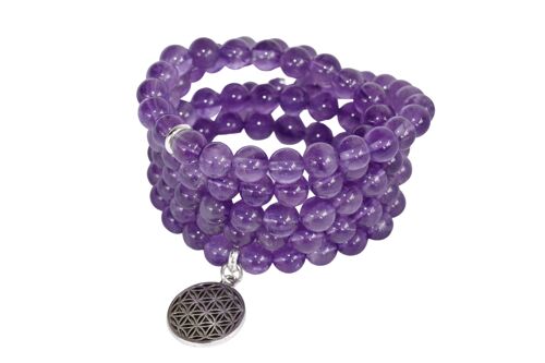 Amethyst Beads Mala Bracelet,108 Prayer Beads Necklace