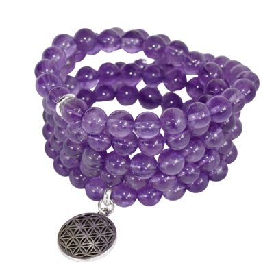Amethyst Beads Mala Bracelet,108 Prayer Beads Necklace