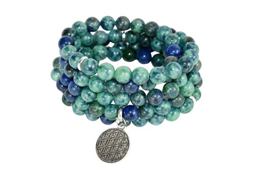 Azurite Malachite Beads Mala Bracelet, 108 Prayer Beads