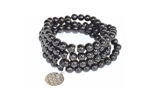 Black Tourmaline Beads Mala Bracelet, 108 Prayer Beads
