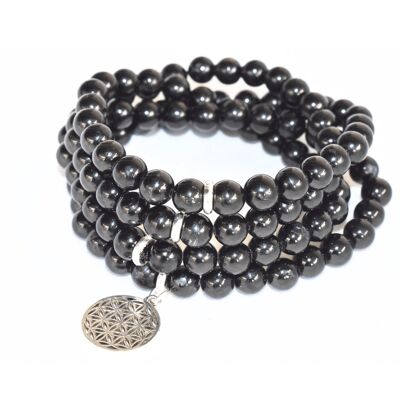 Pulsera Mala con cuentas de turmalina negra, 108 cuentas de oración