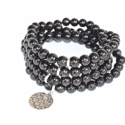 Black Tourmaline Beads Mala Bracelet, 108 Prayer Beads