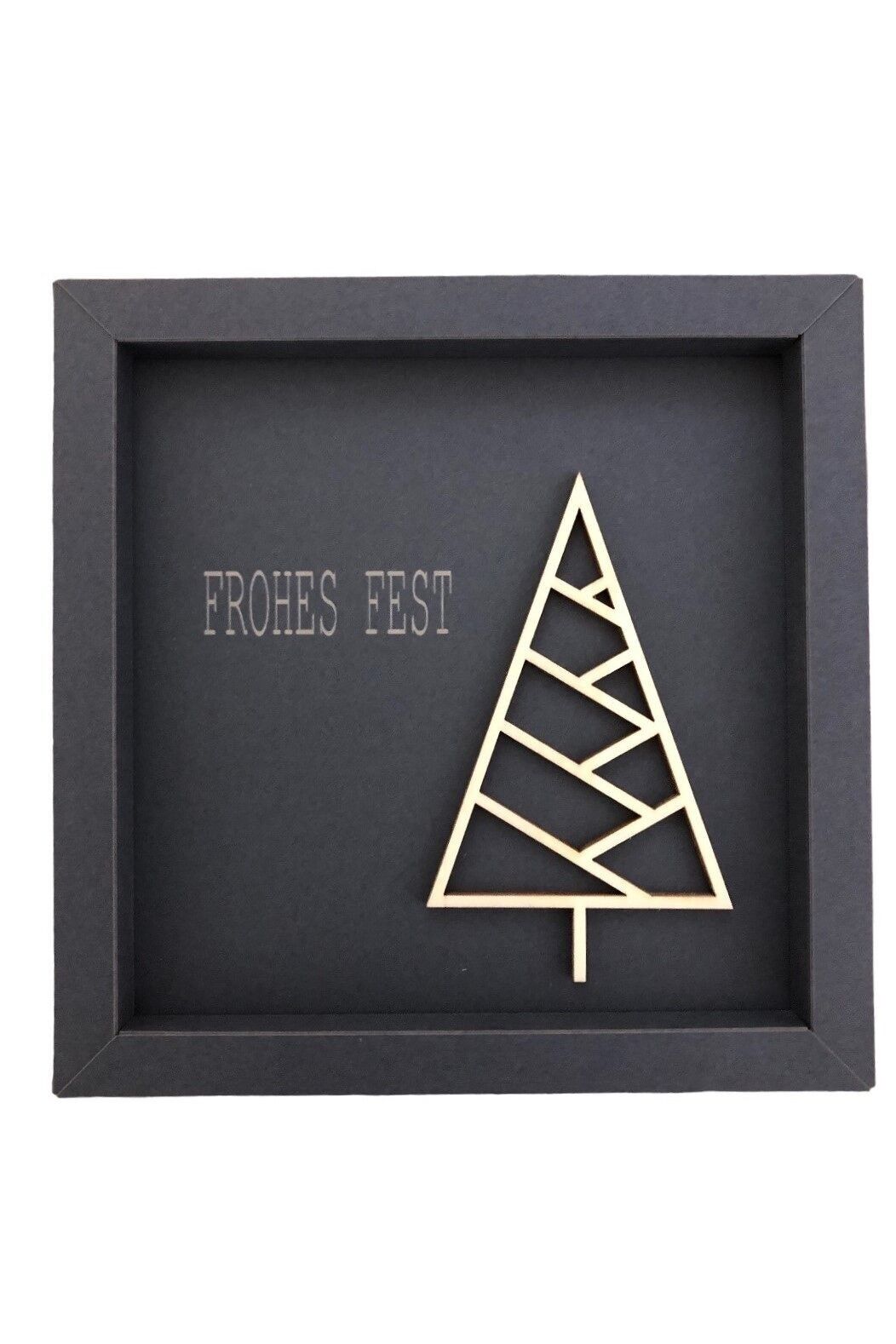 Motivo natalizio6 – Biglietto illustrato con scritta in legno natalizia