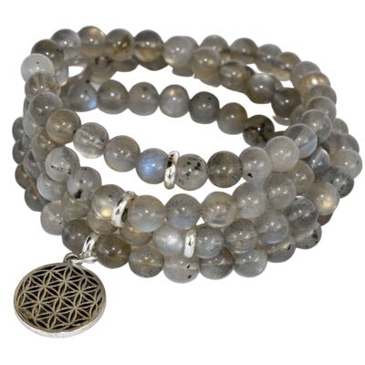 Labradorite Beads Mala Bracelet,108 Prayer Beads Necklace